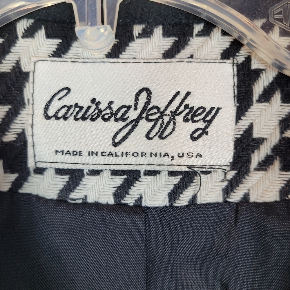 Carissa Jeffrey vintage black white houndstooth cropped lined blazer 80's lady 6 - Picture 5 of 12
